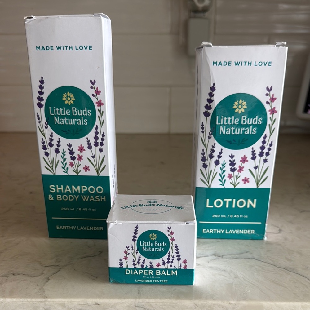 Earthy Lavender Shampoo & Body Wash, Lotion & Diaper Balm Set